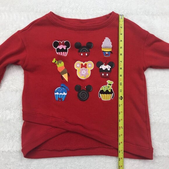 Disney Sweatshirt Womens Juniors Small Cropped Snacks Red - Picture 7 of 9